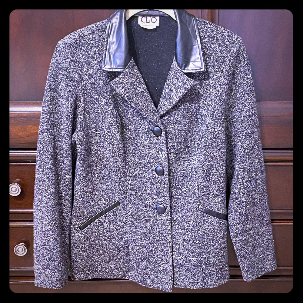 CLIO PS Small Blazer Jacket Black Vegan Leather